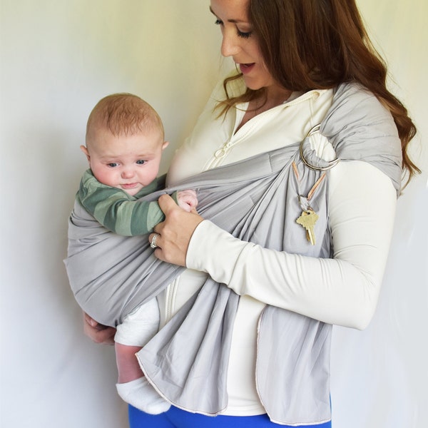 Ring Sling Baby Carrier, 100% Cotton, CPSIA compliant ,Fish Tail, Lite-on-Shoulder™ by RosyBaby© , Ergonomic, Adjustable
