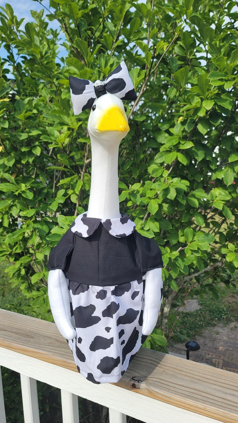 Handmade Porch Goose Dress With Wings & Bow Outfit Cow Pattern Cattle ...