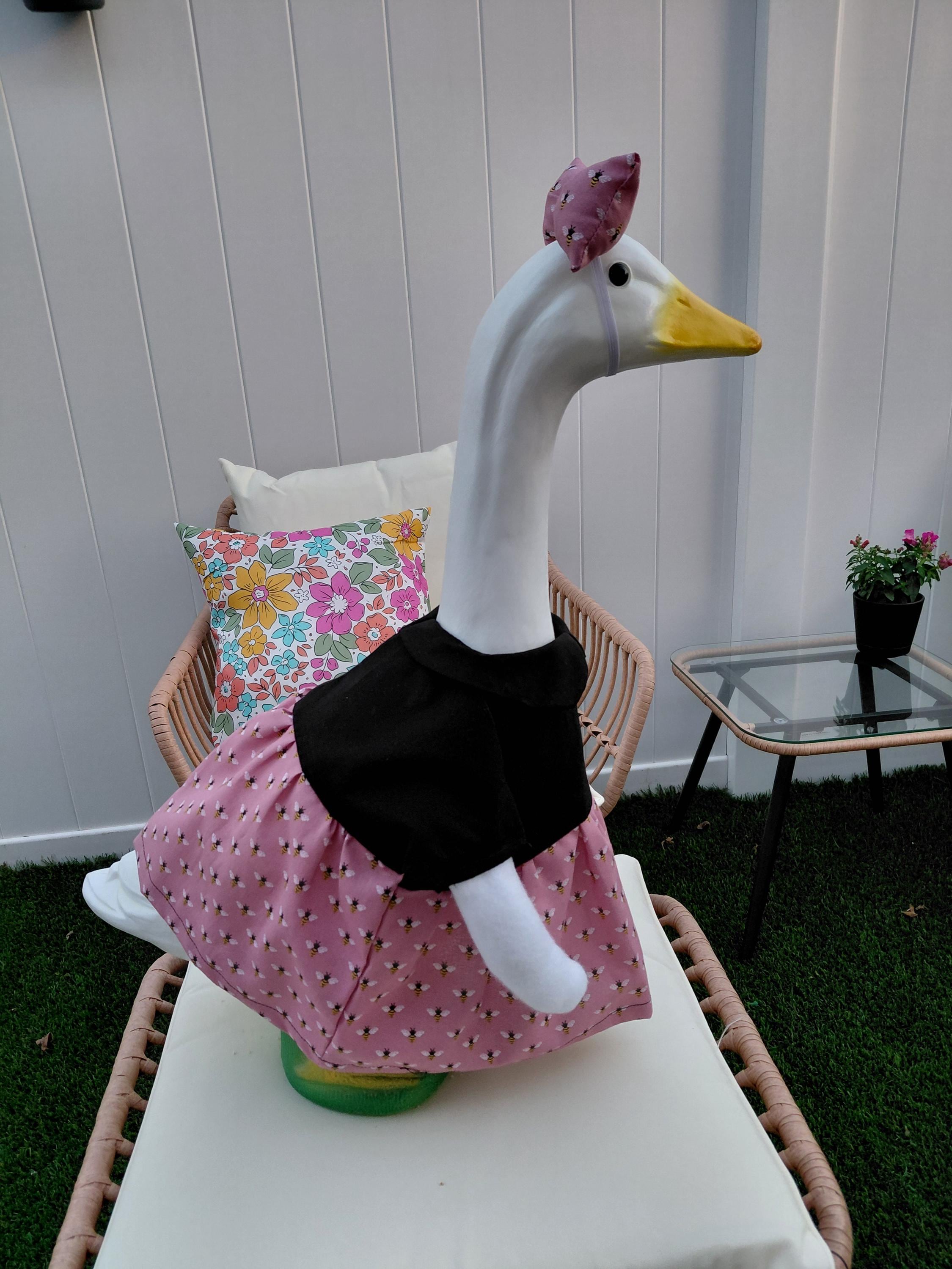 Summer Porch Goose Dress With Wings and Hair Bow Pink Black With Bees ...