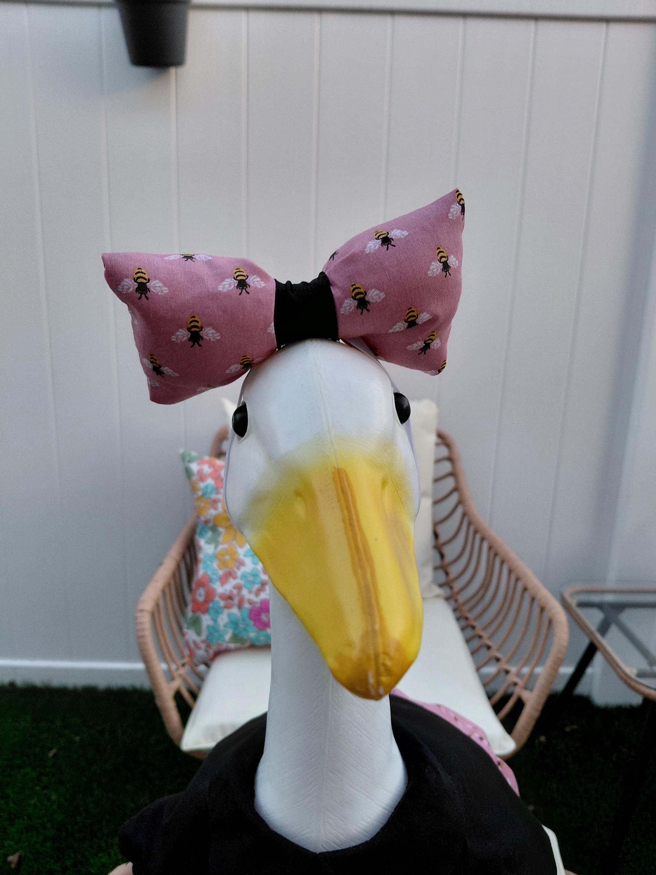 Summer Porch Goose Dress With Wings and Hair Bow Pink Black With Bees ...