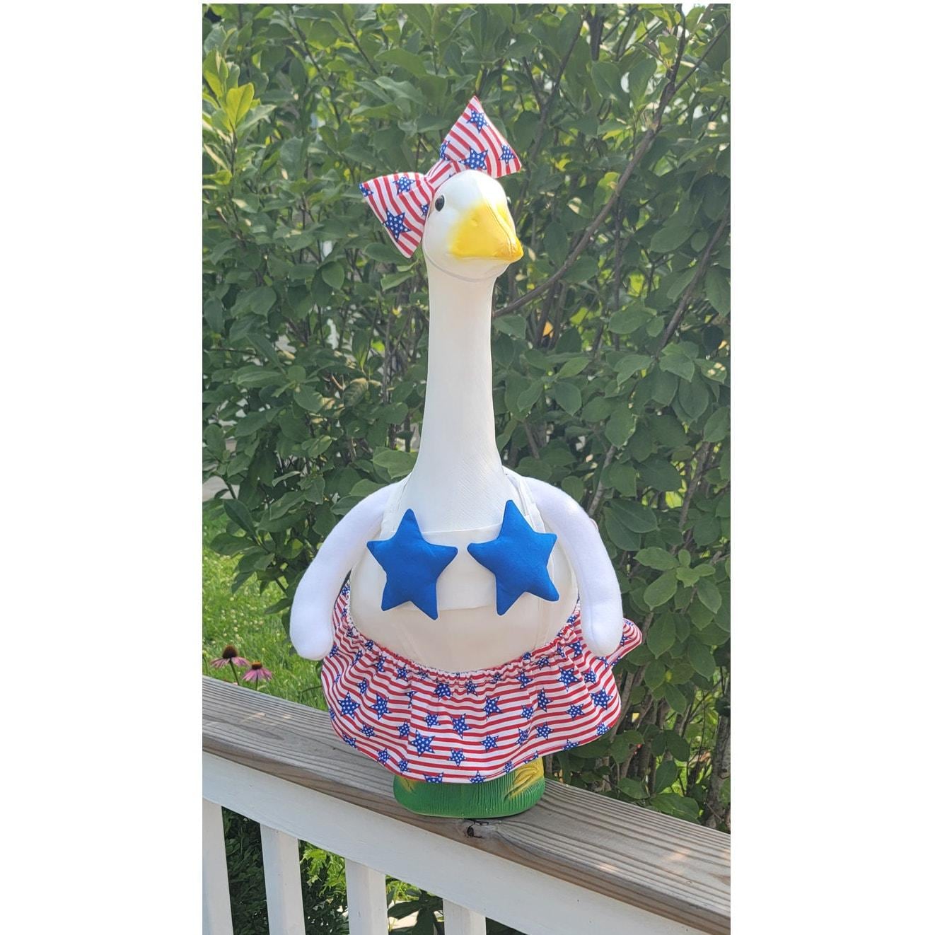Stars and Stripes Porch Goose Bikini with Wings & Bow Outfit Summer Bathing Suit July 4th Red White Blue Girl Clothes Lawn Duck Patriotic