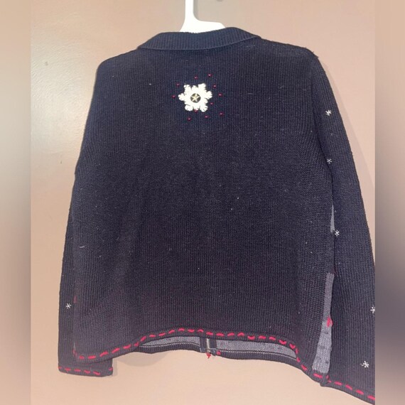 Designers Studio Originals Vintage Holiday Patchwork Knit Zip Sweater Sz P/P View 6