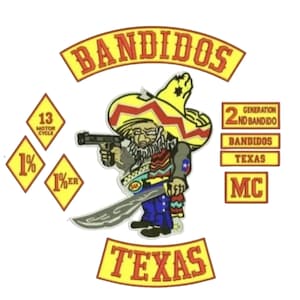 Bandidos Biker Patch Set: Embroidered Motorcycle Club Vest Patches