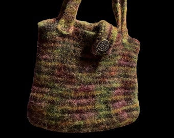 Forest Fae Handbag, Felted crochet handbag, handmade, hand-dyed