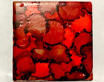 Campari Marbled Tile Coasters, Alcohol Ink