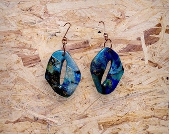 Faux Blue Stone earrings, polymer clay