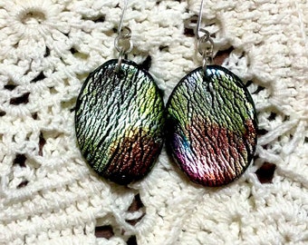 Holographic earrings, polymer clay