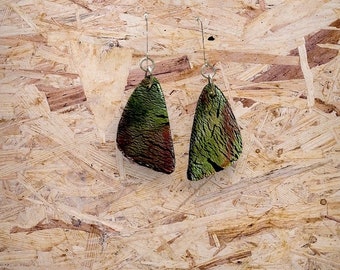 Asymmetric Triangular Holographic earrings, polymer clay