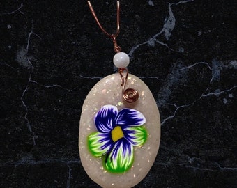 Purple and Green Peony Pendant