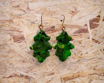 Leaf Print earrings, polymer clay