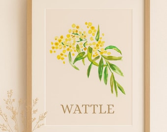 Wattle Flower Art Print: Australian Native Watercolor (Digital Download)