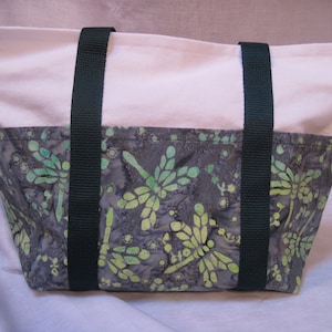 Handmade Batik Dragonfly fabric 6 pocket purse image 1