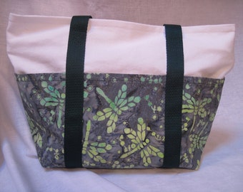 Handmade Batik Dragonfly fabric 6 pocket purse