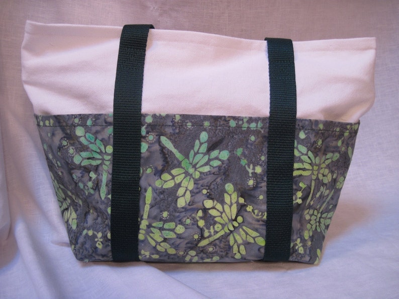 Handmade Batik Dragonfly fabric 6 pocket purse image 1