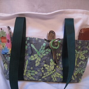 Handmade Batik Dragonfly fabric 6 pocket purse image 2