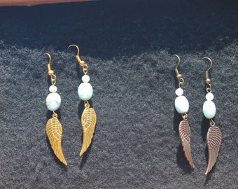 Pendientes de alas de ángel con Larimar