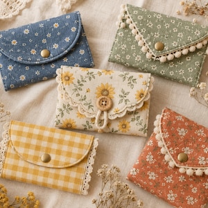 SALE *Coin Purse Sewing Pattern PDF | 5 Styles Mini Wallet Snap Pouch Passport Pouch Card Wallet | Beginner DIY Small Bag