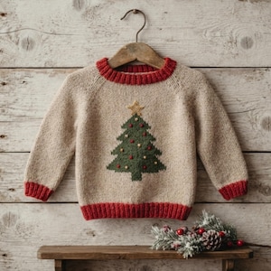 Children's Christmas Tree Sweater Knitting Pattern (PDF Download)
