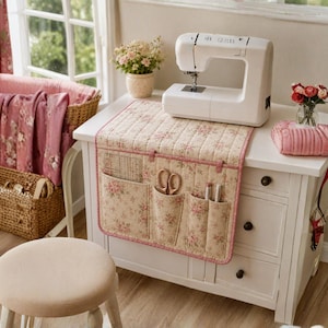 Sewing Machine Mat Pattern PDF, Quilted Space Station with Pockets, Sewing Room Organizer Tutorial