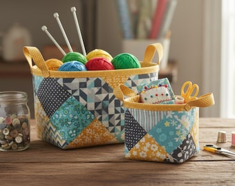 Quilt Basket Sewing Pattern: Easy Fabric Baskets (PDF Pattern)