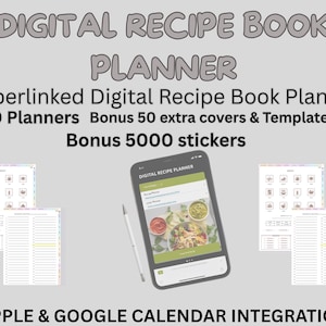 Digital Cookbook for GoodNotes, Notability, Digital Meal Planner, iPad Recipe , Digital Recipe Book, Recipe Book Template, recipe planner