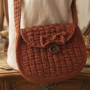 Crochet Bow Crossbody Bag Pattern, Basket Weave Handbag Tutorial (PDF Download)