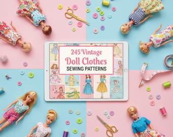 245 Vintage Doll Clothes Sewing Patterns | PDF E-Book Bundle (Digital Download)