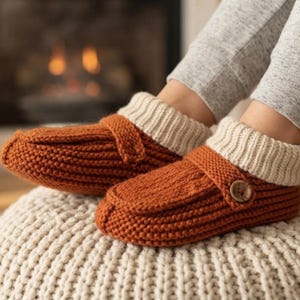 Easy KNITTING PATTERN, Beginner Unisex Slippers, Toddler to Adult XL Sizes, Ember Cuff Slippers, Garter Slipper  , Gift to Knit-pdf