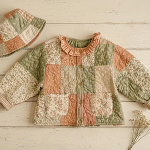 Quilted Jacket Sewing Pattern for Kids, Patchwork Quilt Coat PDF, Beginner Coat Pattern, Toddler Jacket, 6M-10Y + Bonus Bucket Hat