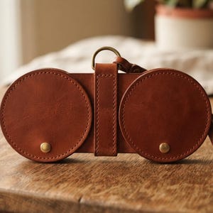 Leather Sunglasses Case Sewing Pattern, Round Duo Eyeglass Case PDF, Hand Stitched Wristlet Pouch, DIY Leathercraft Tutorial