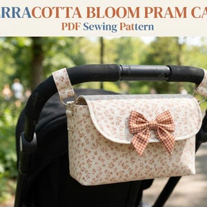Pram Caddy Sewing Pattern PDF, Stroller Organizer Bag Tutorial, Bow Accent Caddy, Baby Shower Gift Idea, Beginner Sewing, Instant Download