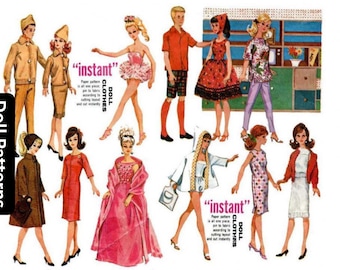 Vintage Fashion Doll Clothes Sewing Pattern for 11.5-12" Dolls (PDF Digital Download)