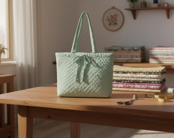 How to Sew a Quilted Tote Bag -Sewing Pattern: Beginner Friendly