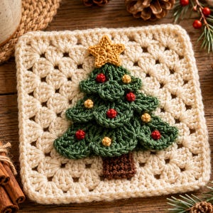 RETIREMENT SALE *Christmas Pine Tree Crochet Pattern – Coaster, Afghan Block, Ornament Bundle (PDF Download)