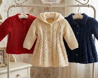 RETIREMENT SALE *Vintage Girls Cabled Swing Coat Knitting Pattern (PDF), Baby to 6 Years