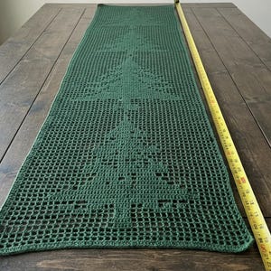 Filet Crochet Table Runner PATTERN: Christmas Tree Holiday Decor (Digital Download)