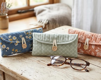 Quilted Glasses Case Sewing Pattern PDF | Eyeglass Case Pattern | Sunglasses Pouch | Beginner Sewing Project | A4 + US Letter