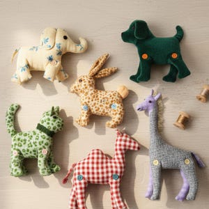 Vintage Stuffed Animal Sewing Pattern, Retro Cotton Toys (PDF Instant)