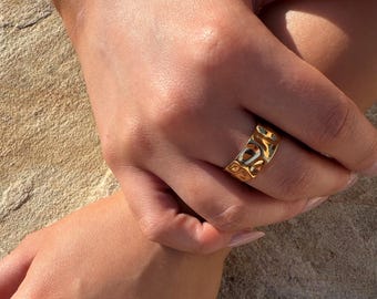 Handmade Melted Gold Ring - 14k Plated Statement Jewelry