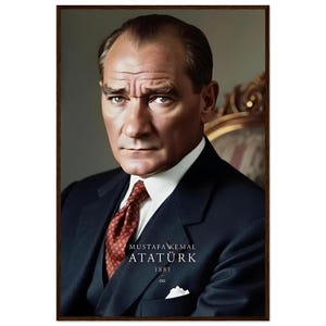 Mustafa Kemal Atatürk Framed Poster – Visionary Leader of Modern Turkey – Elegant Wall Art