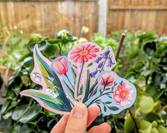 AUTOCOLLANTS en vinyle brillant FLEURS de printemps – Stickers floraux pour ordinateurs portables, bouteilles d'eau, journaux intimes – tulipe, marguerite, rose, muguet et jacinthe des bois