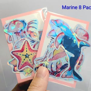 AUTOCOLLANTS HOLOGRAPHIQUES animaux de la mer - Décalcomanies vie marine pour ordinateurs portables, bouteilles d'eau et plus - Joli requin marin/baleine/raies/méduses image 9