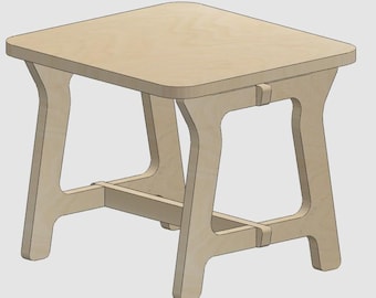 Archivos digitales CNC de taburete de abedul para descargar. DXF y PDF.