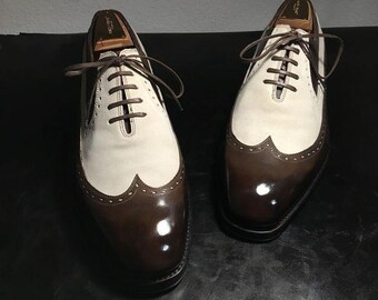 Handmade Leather Spectator Oxford Shoes | Classic Brown Patina