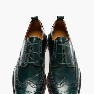 Handgefertigte Grüne Leder Brogue Oxford Schuhe | Klassische Herrenschuhe mit Flügelspitze | Formelle maßgeschneiderte Schuhe für Männer