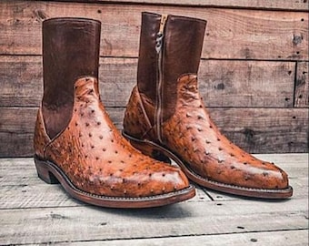 Handcrafted Exotic Textured Leather Boots | Custom Western-Style Brown Boots | Unique Bespoke Footwear for Men