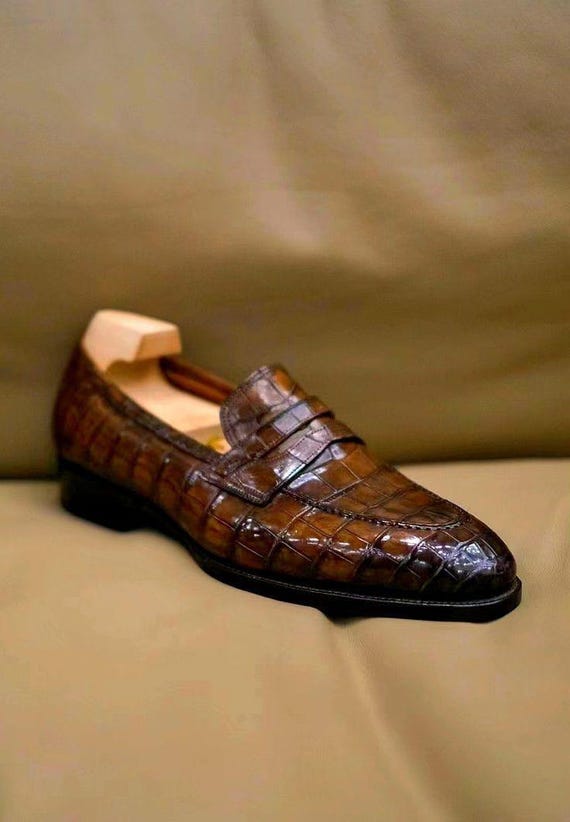 Handmade Brown Patina Shade Leather Moccasins Shoes | Formal Dress Shoes For Men | Custom Made Shoes