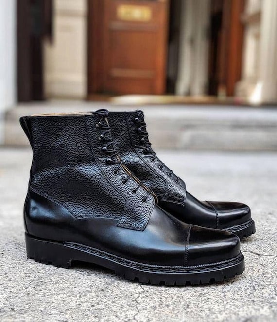 Handmade Black Leather Ankle Boots | Lace-up Fashion 