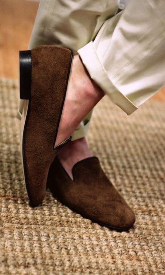 Men's Handmade Brown Suede Loafers | Italian Style Slip-On Shoes