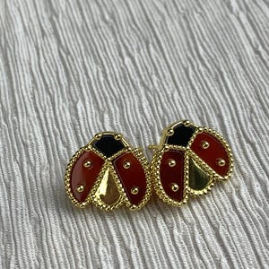 Van Cleef & Arpels 18k Gold Ladybug Stud Earrings